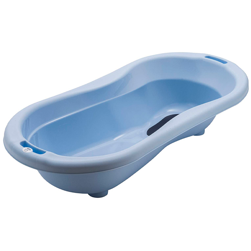 Rotho Babydesign TOP Xtra Gran bañera, Con 2 Alfombrillas antideslizantes y tapón, Ideal para 2 niños, 0-36 meses, Sky Blue (Azul celeste), 20500 0289